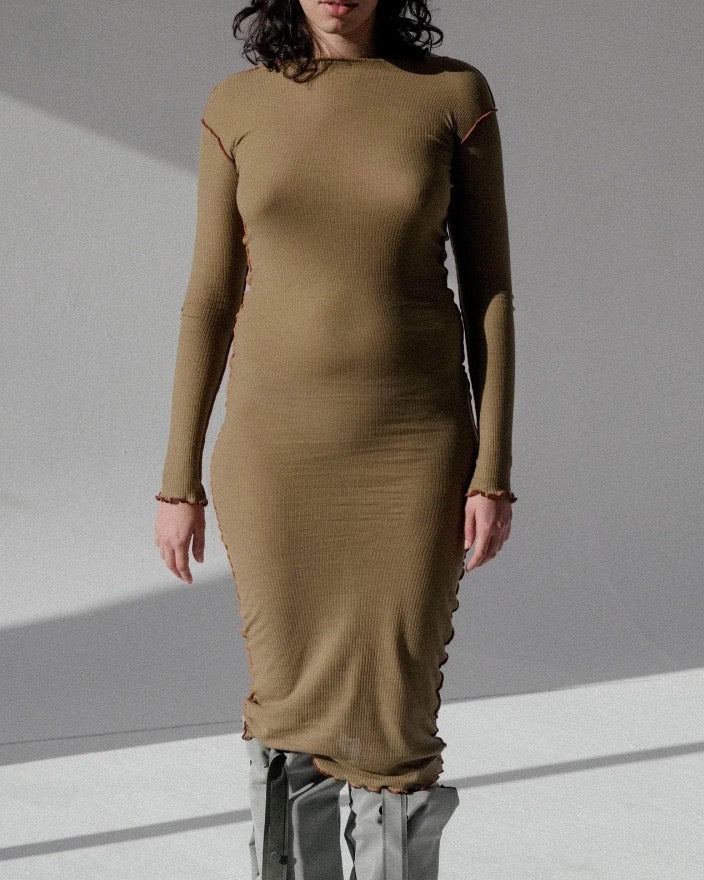 24早秋 VEIN LONG SLEEVE DRESS