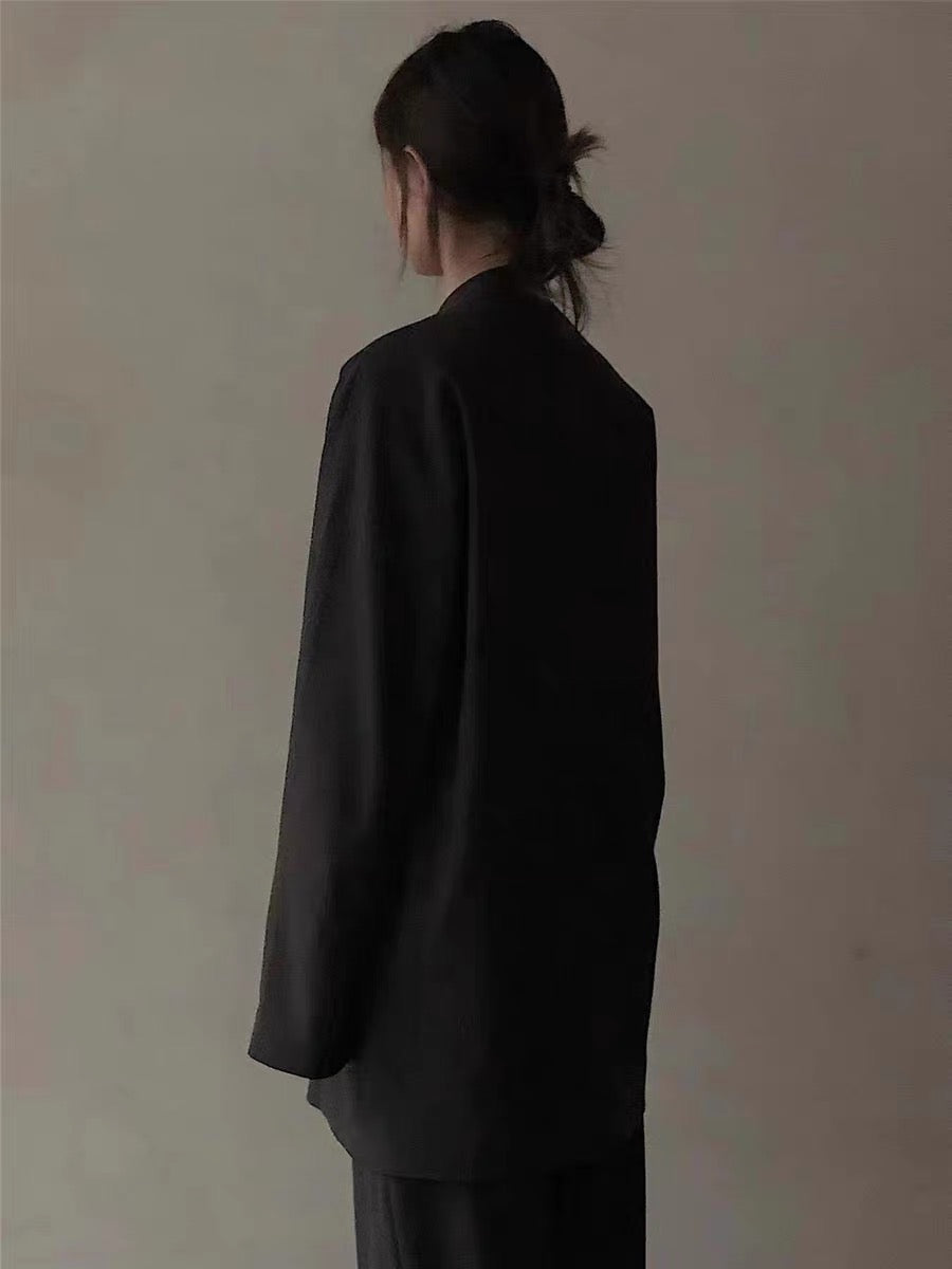 羊毛无领短款大衣