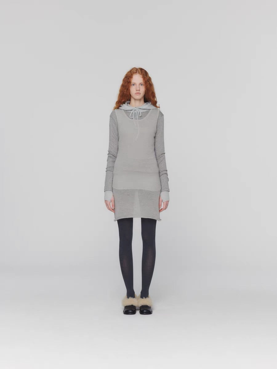 24早秋 SHEER HOODED KNIT 连帽开衫