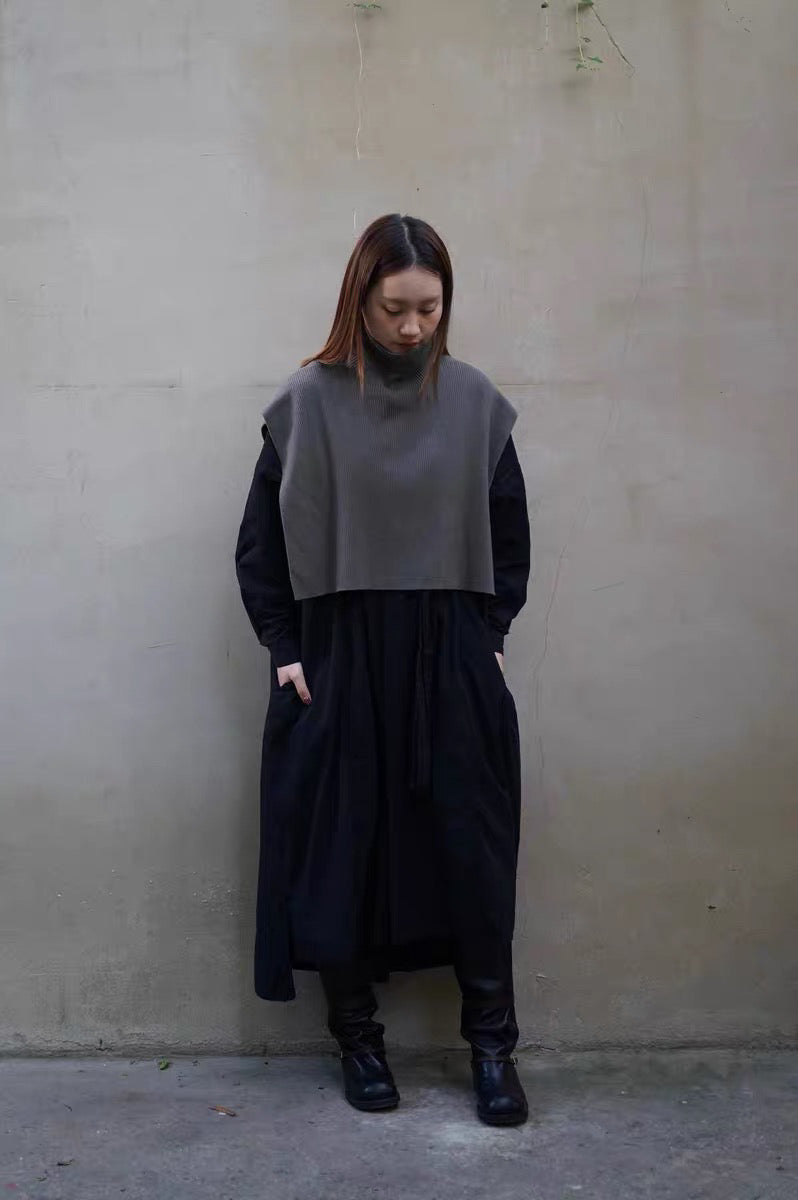 25秋冬 纯羊毛坑条纹高领围脖披肩