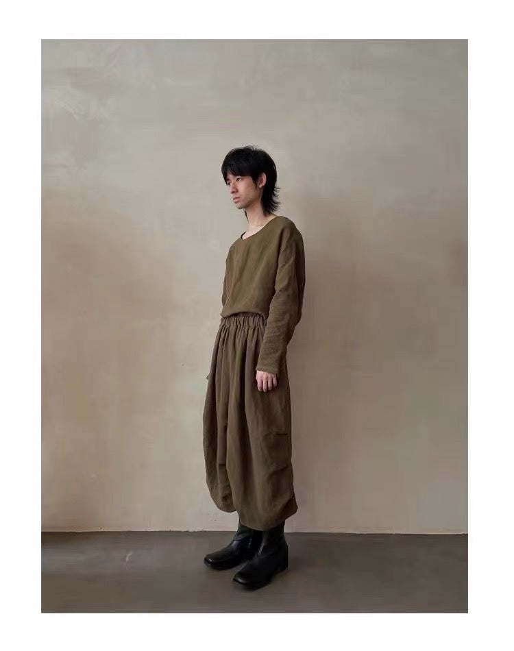 褶皱九分裤
