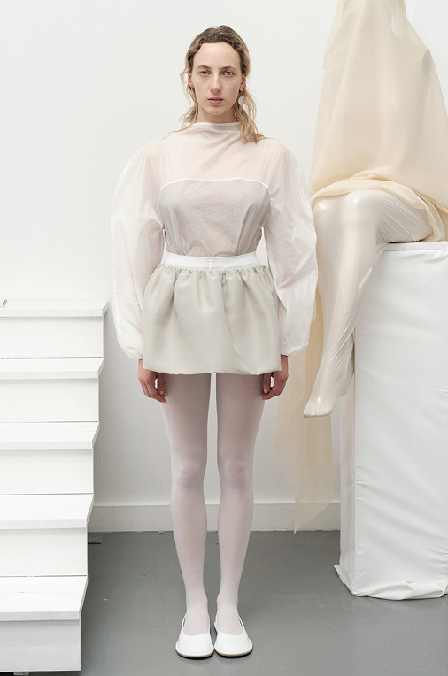 25早春 SHIRRING ORGANZA BELT SKIRT 短裙
