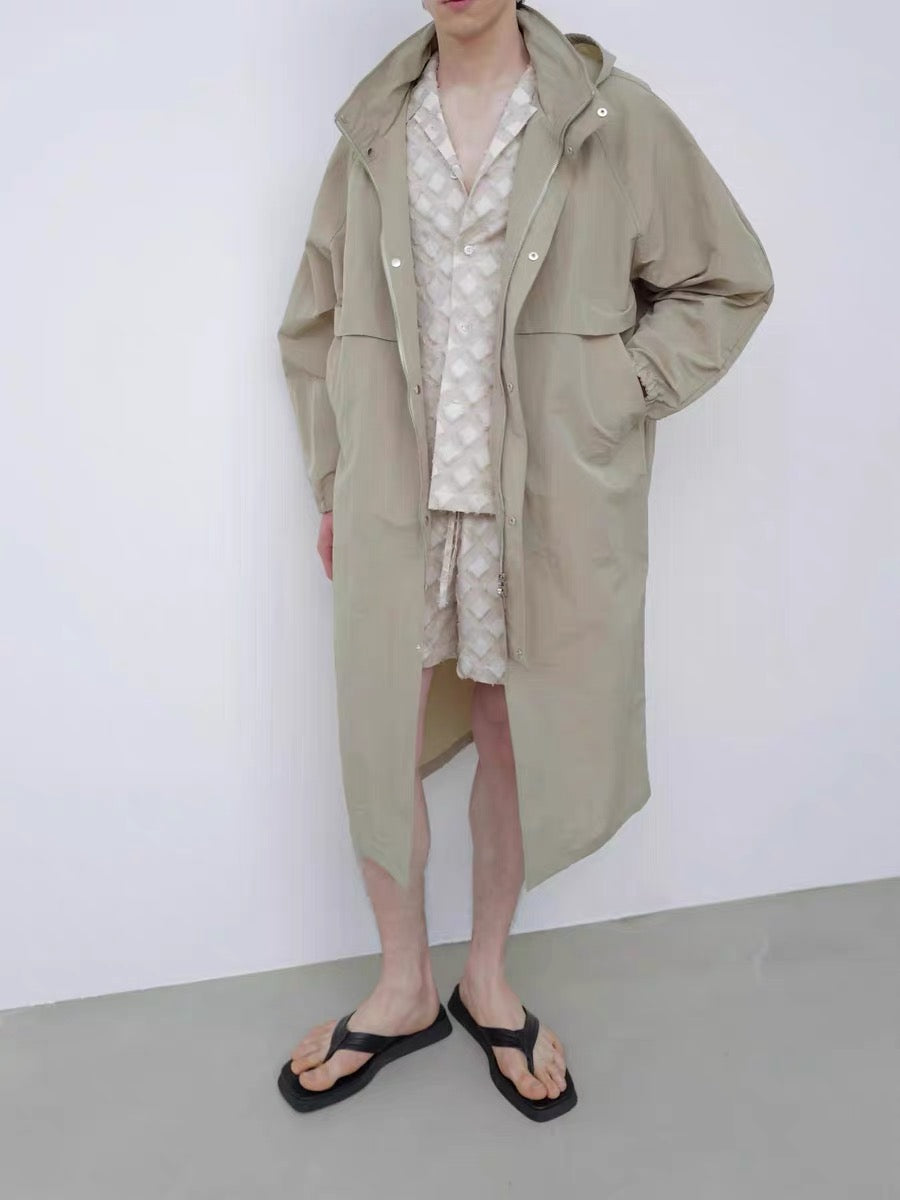 25早春 HOODED PANELED COAT连帽风衣