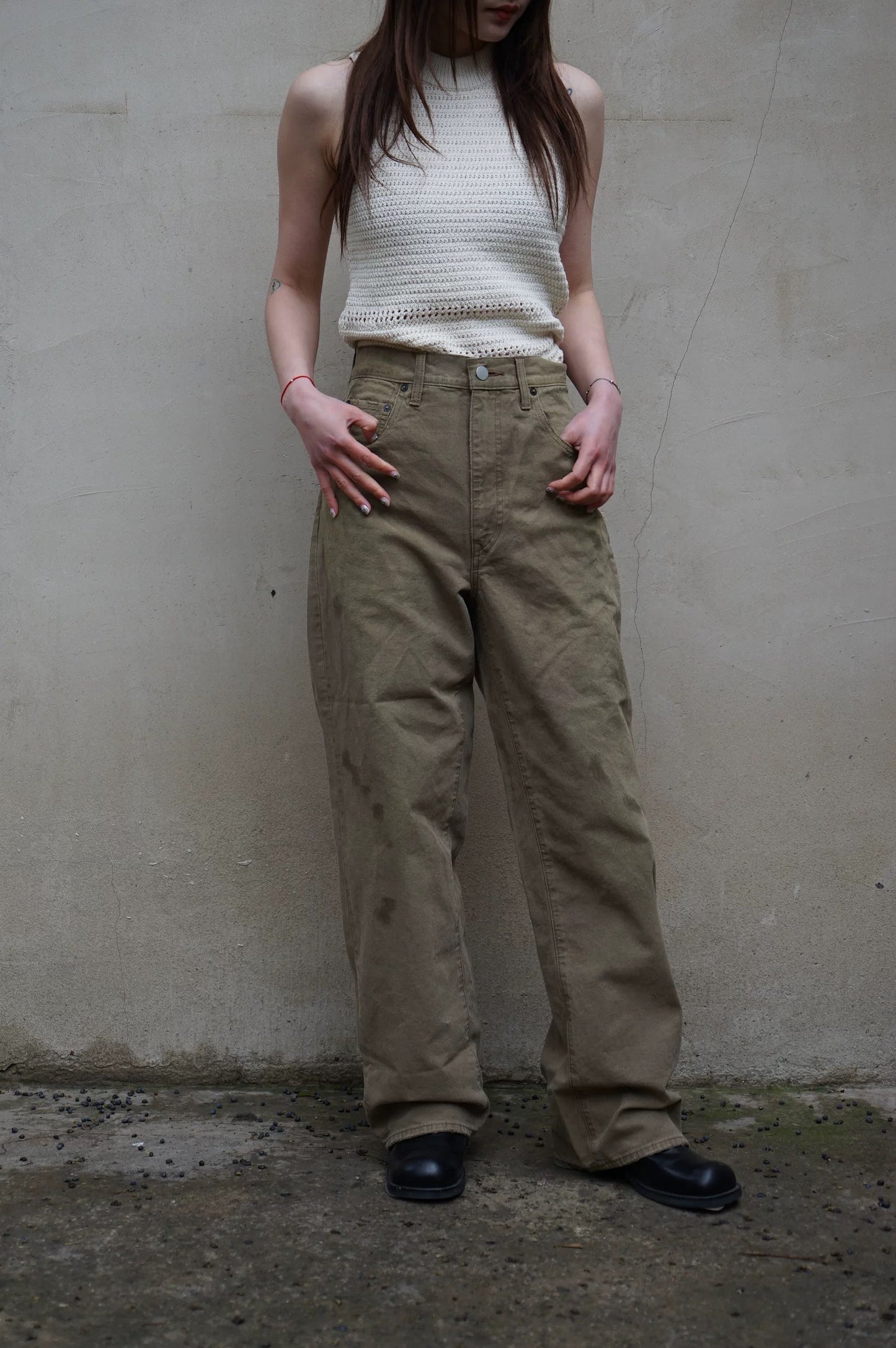 26早春 SULFUR OXFORD VINTAGE WIDE PANTS