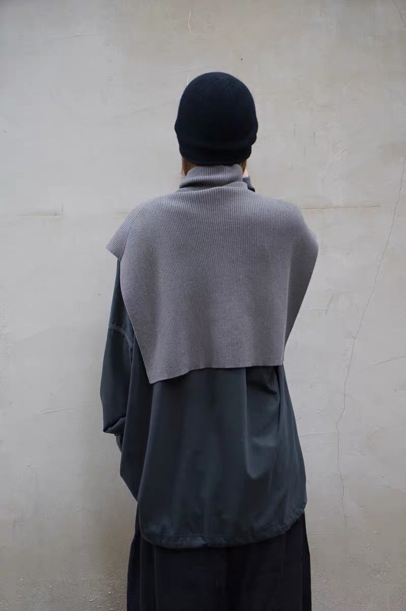 25秋冬 纯羊毛坑条纹高领围脖披肩