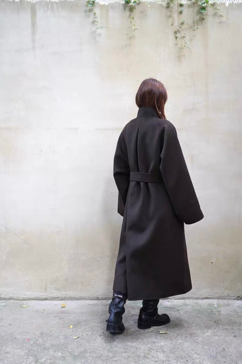 25秋冬 纯羊毛系带廓形大衣