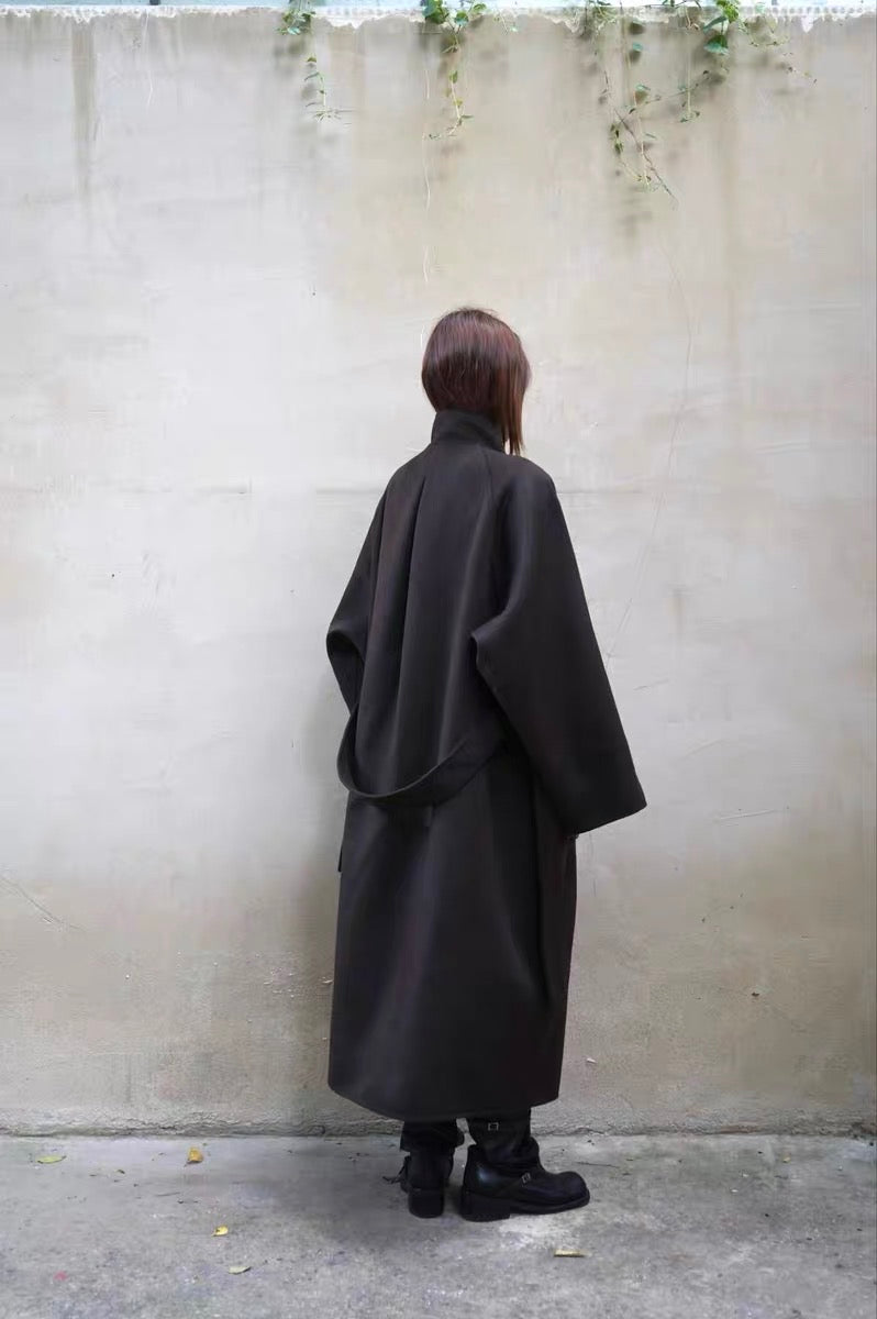 25秋冬 纯羊毛系带廓形大衣