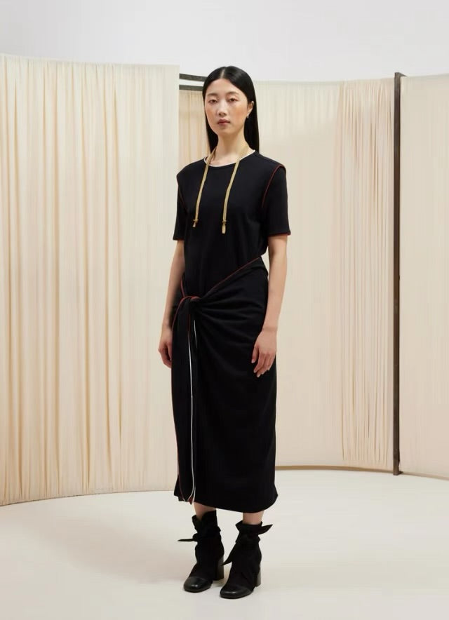 24SS WRAP DRESS WITH BINDINGS 围裹连衣裙