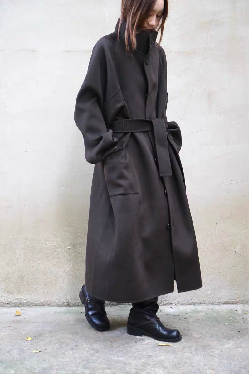 25秋冬 纯羊毛系带廓形大衣