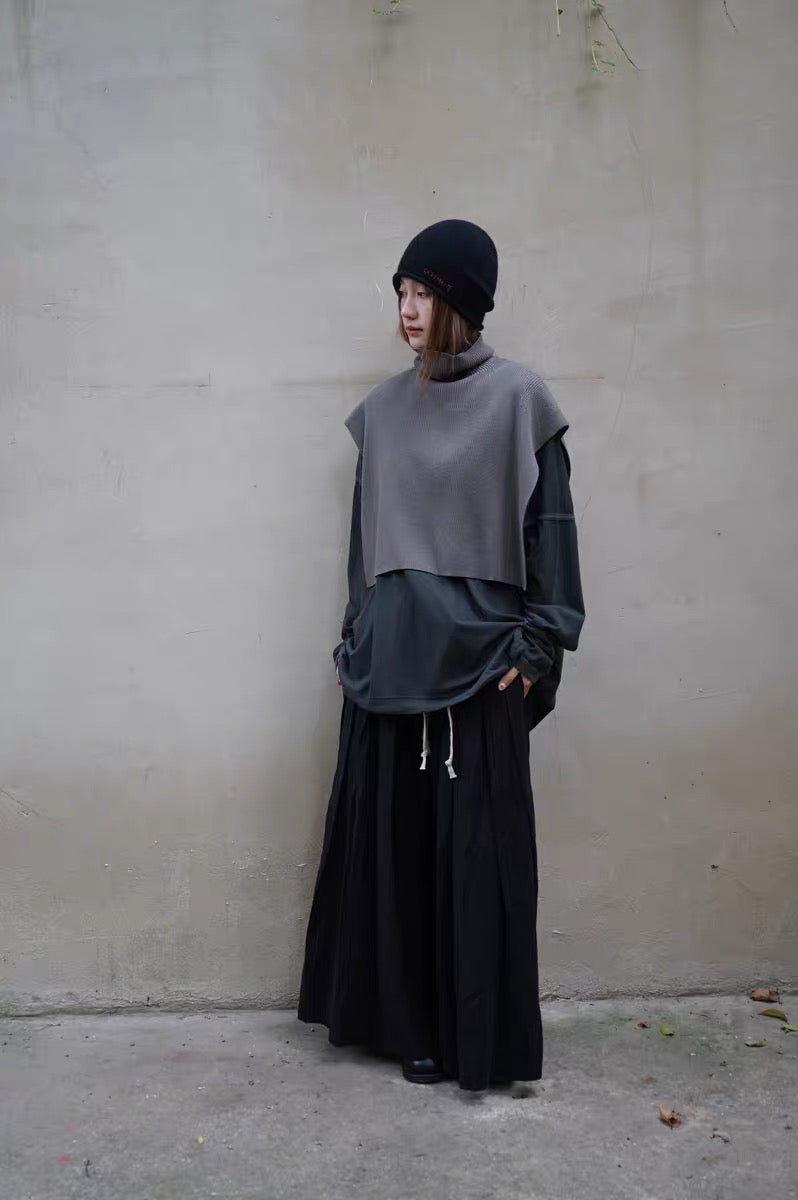 25秋冬 纯羊毛坑条纹高领围脖披肩