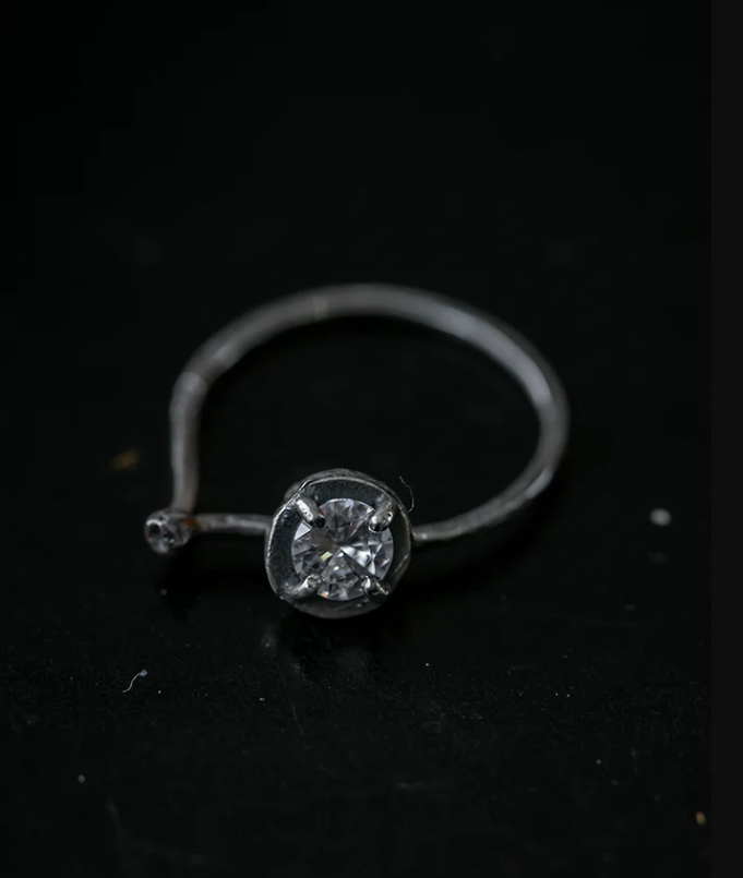 SEED SILVER RING 锆石素圈