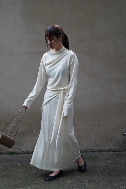 26早秋 WOOL BLEND STRAP  LONG SKIRT