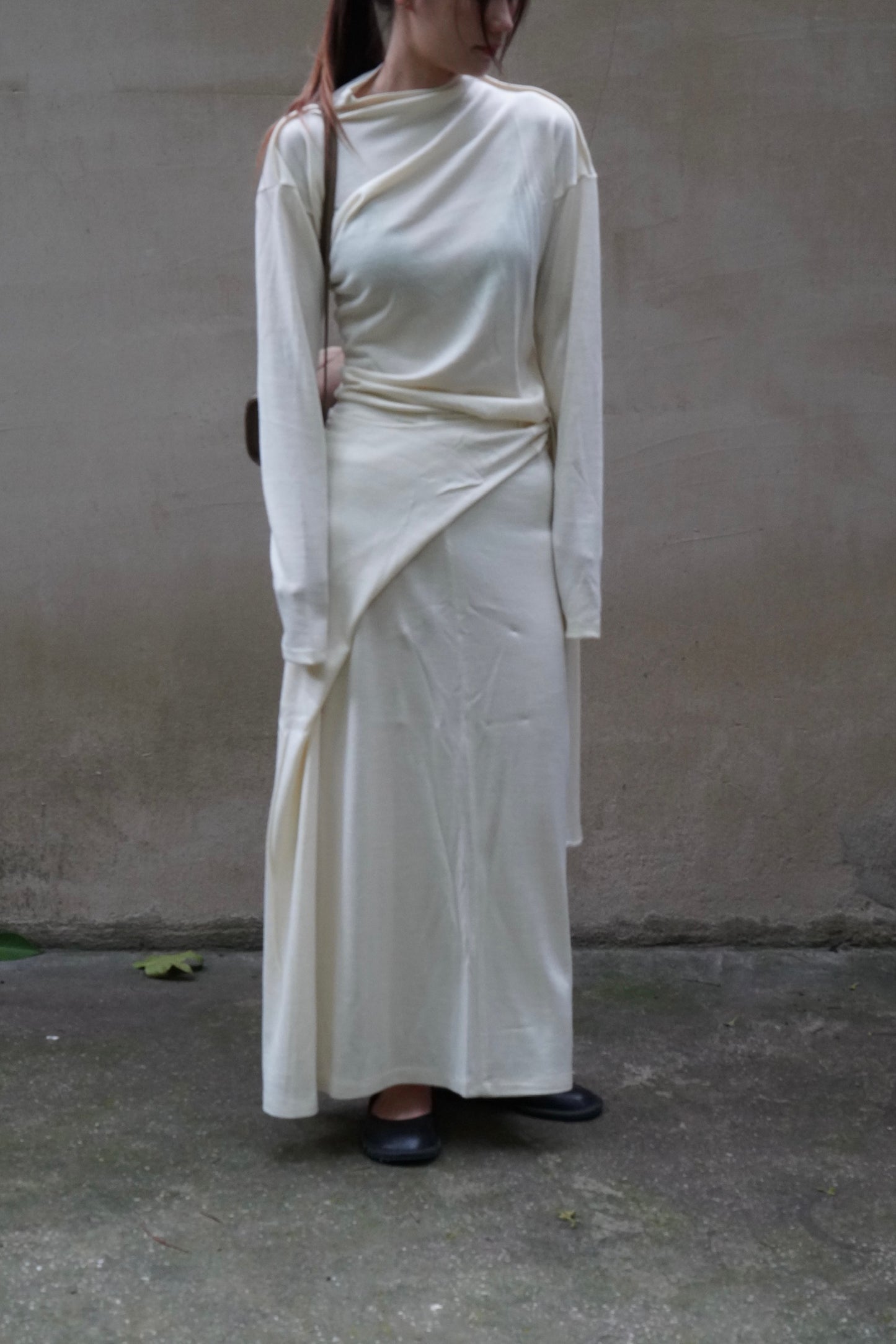 26早秋 WOOL BLEND STRAP  LONG SKIRT