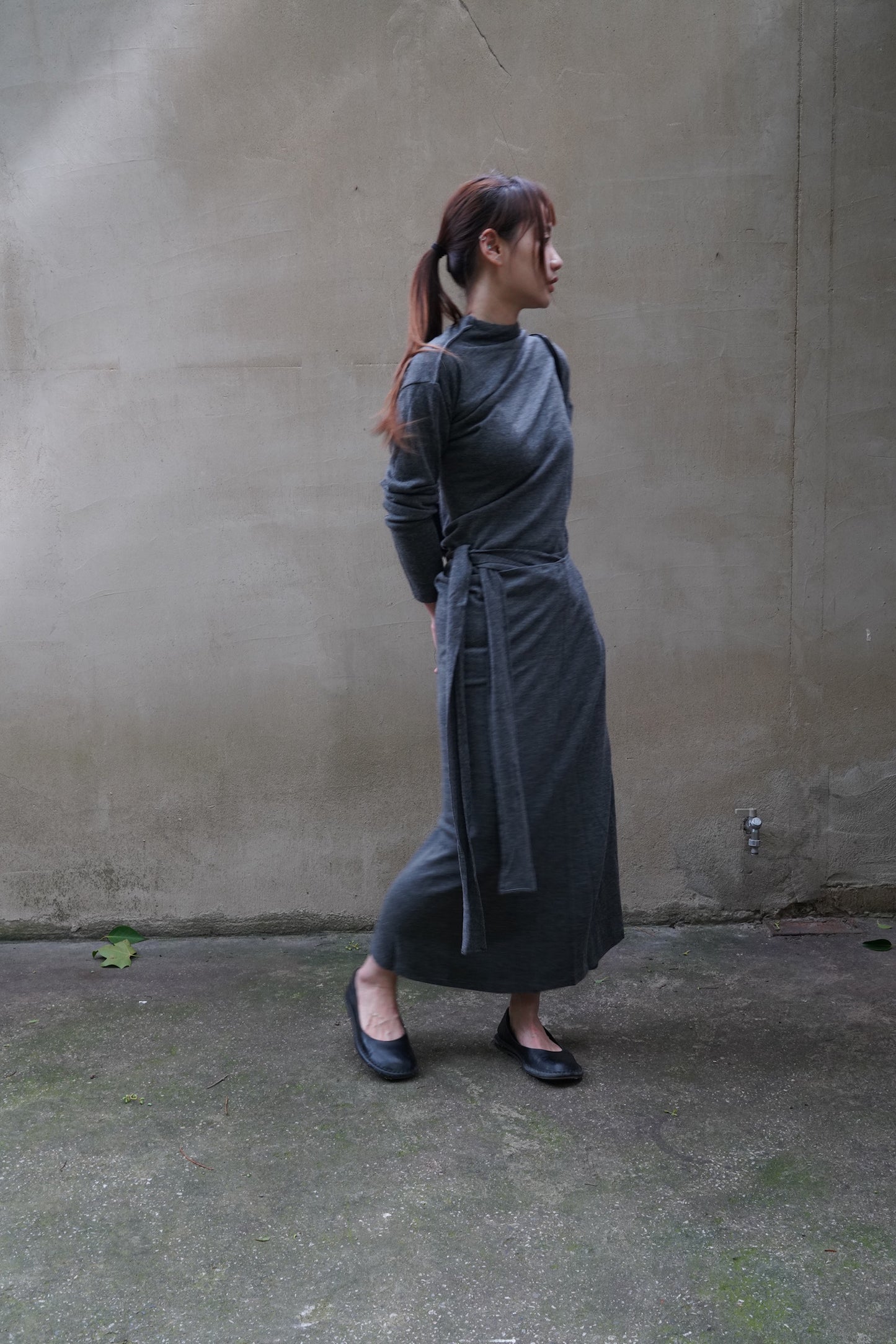 26早秋 WOOL BLEND STRAP  LONG SKIRT