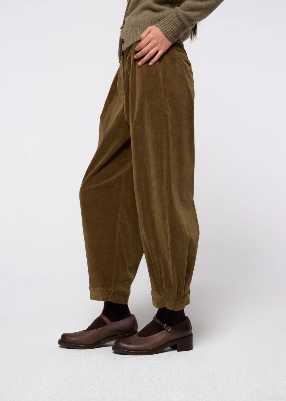 26早秋 VELVET SHIRRING PANTS