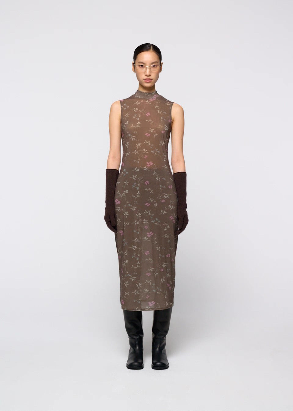 26早秋 FLORAL SLEEVELESS DRESS