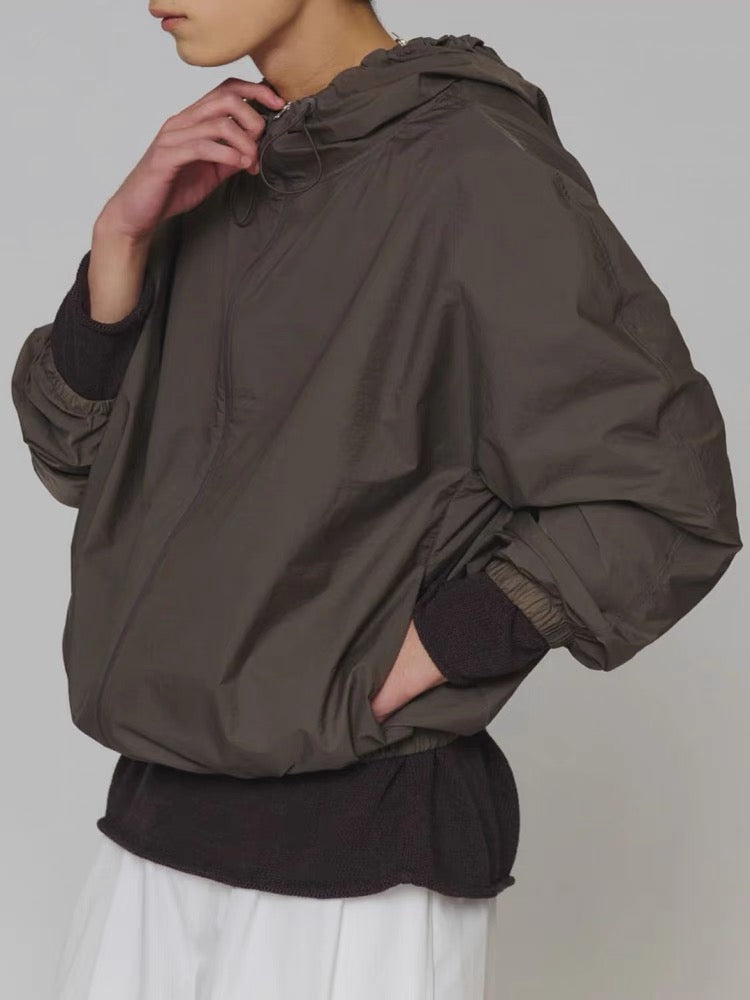 25春夏 SHEER NYLON RAGLAN HOODED JUMPER