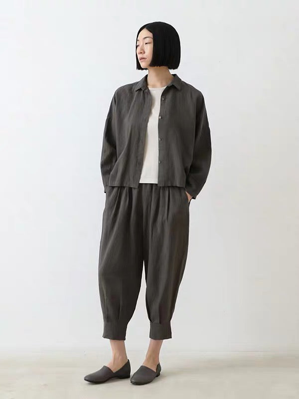 26秋冬 water linen hem tuck pants