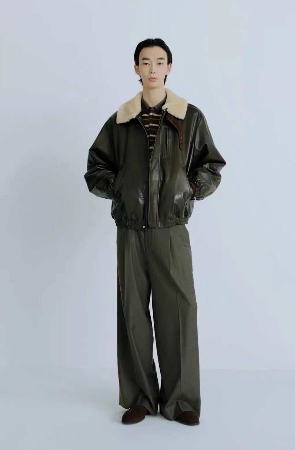 26秋冬 MOUTON COLLAR CALF ZIP JACKET